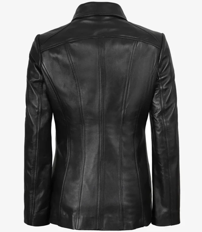 Women's Marsha Leather Black Car Coat