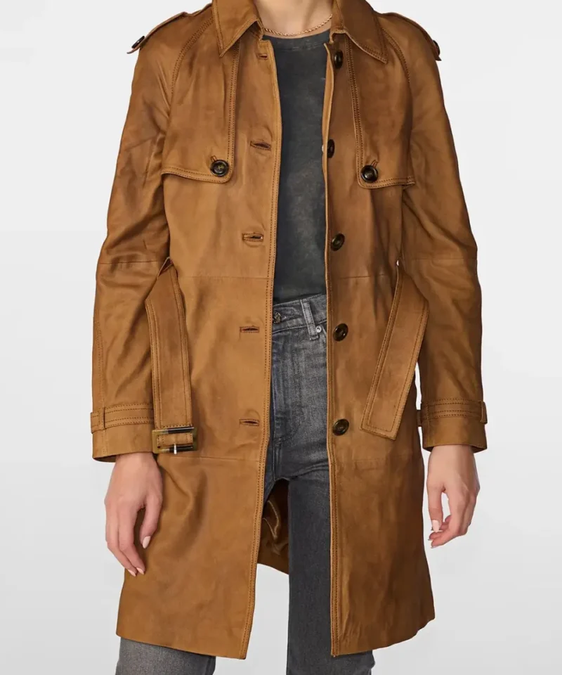 Women's Mary Long Tan Brown Single Breasted Trench