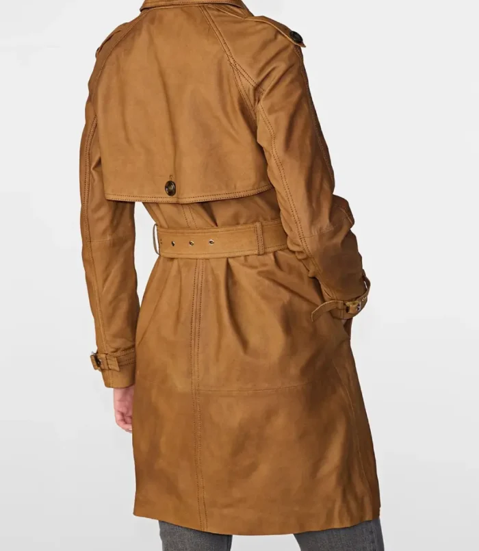 Women's Mary Long Tan Brown Single Breasted Trench