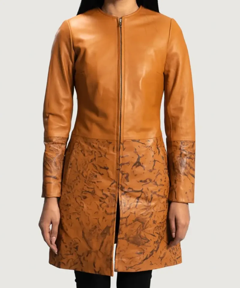 Women's Sandy Tan Dye Leather Coat