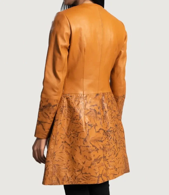 Women's Sandy Tan Dye Leather Coat