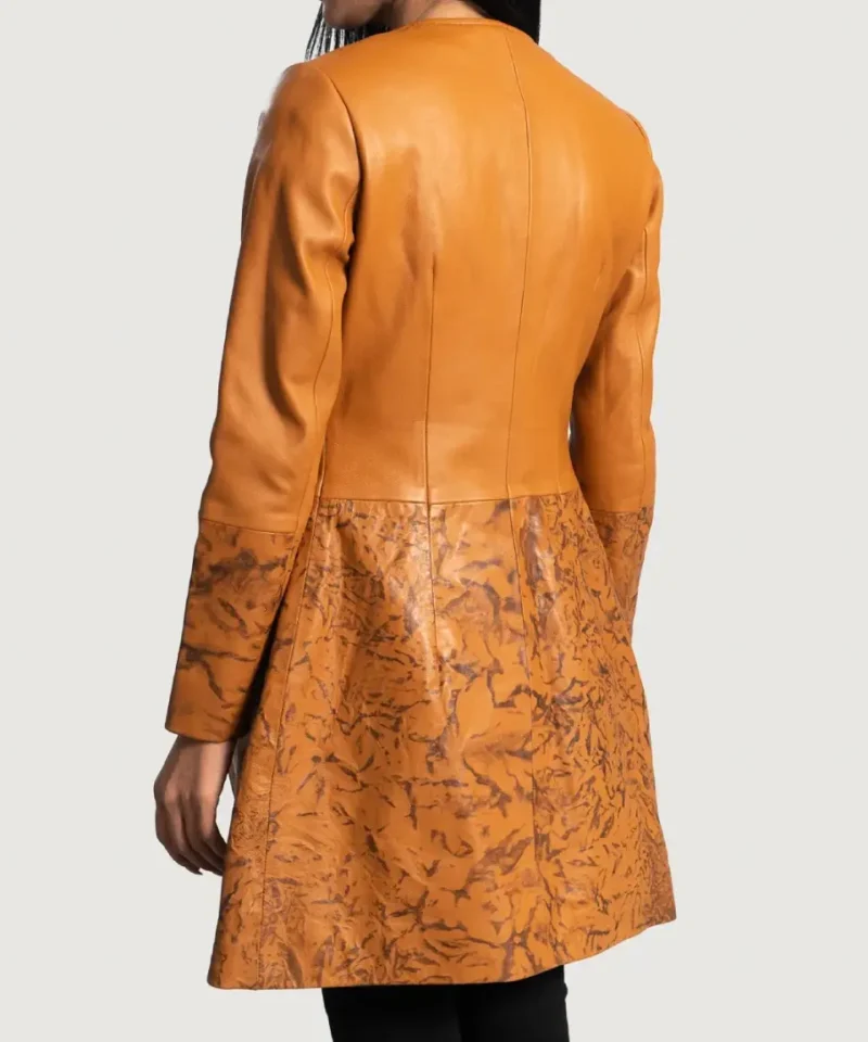 Women's Sandy Tan Dye Leather Coat