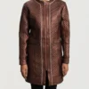 Women's Trudy Lane Quilted Maroon Leather Coat