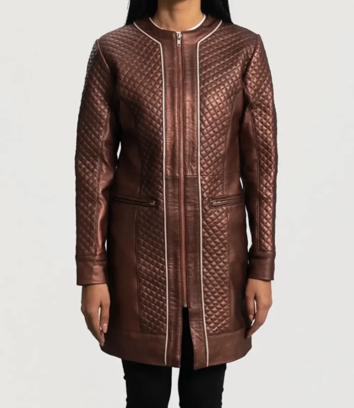 Women's Trudy Lane Quilted Maroon Leather Coat