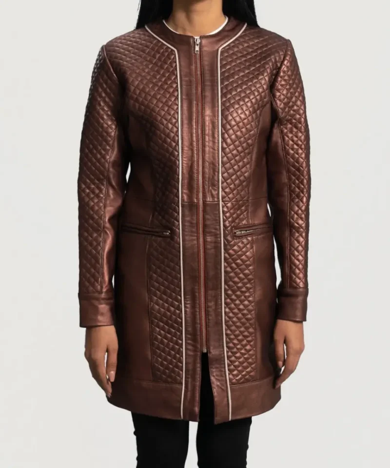 Women's Trudy Lane Quilted Maroon Leather Coat