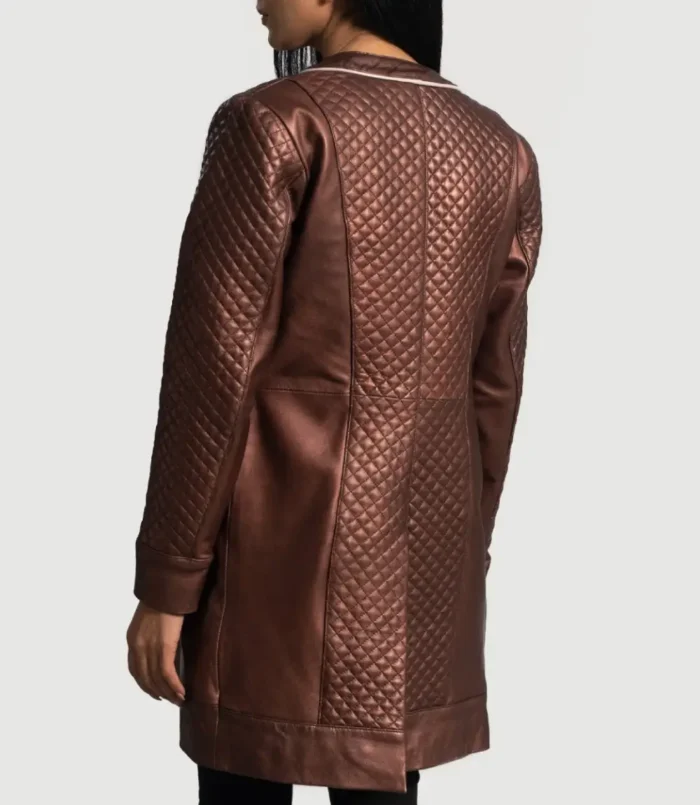 Women's Trudy Lane Quilted Maroon Leather Coat