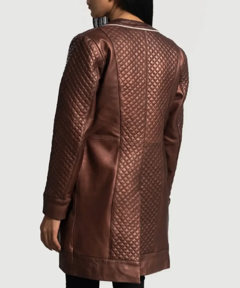 Women's Trudy Lane Quilted Maroon Leather Coat
