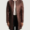 Women's Trudy Lane Quilted Maroon Leather Coat