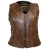Women's Vintage Brown Vest with Buckles