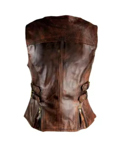 Women's Vintage Brown Vest with Buckles