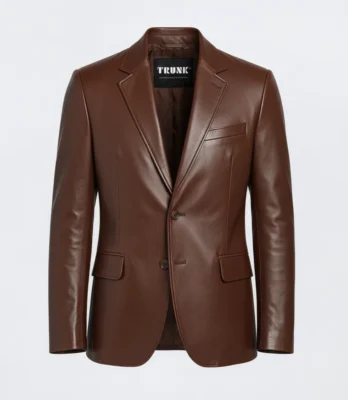Men’s Two Button Brown Lambskin Leather Blazer