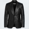 Mens Black Lambskin leather Blazer