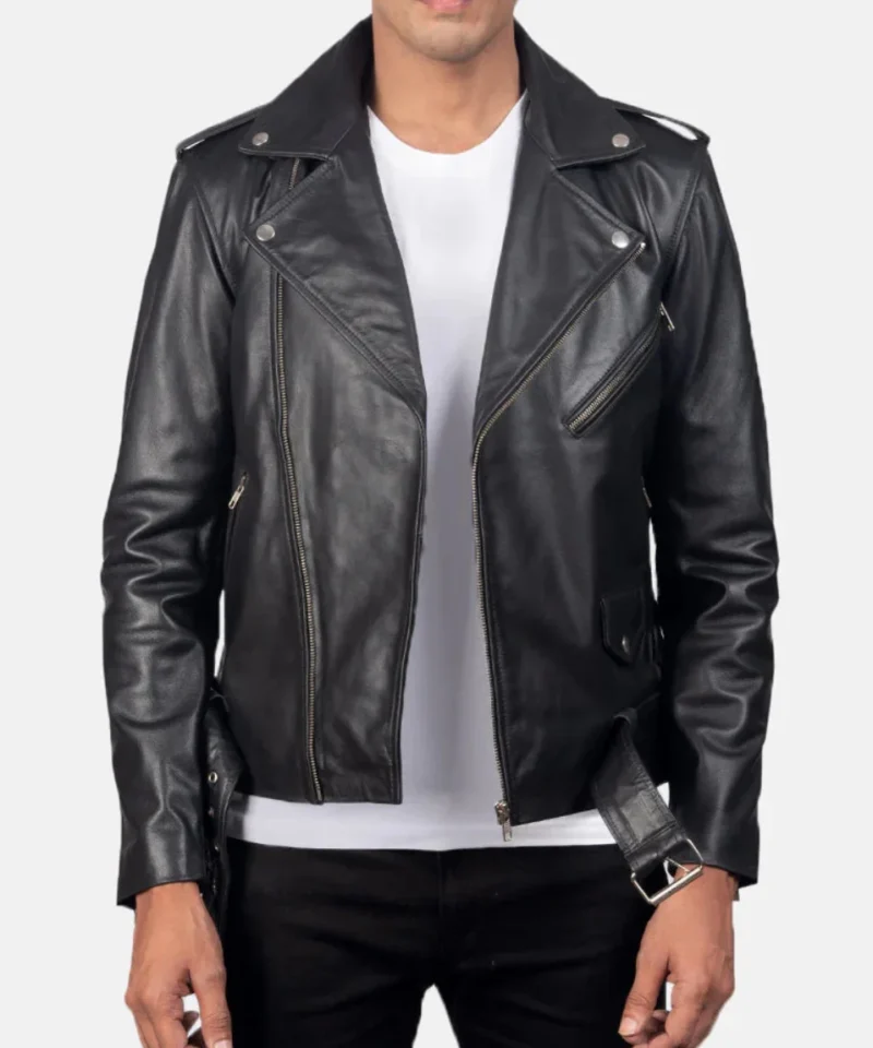 Men's Allaric Alley Black Biker Leather Jacket