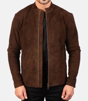 Men's Charcoal Mocha Suede Biker Jacket