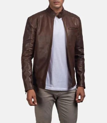 Men's Dean Brown Biker Leather Jacket