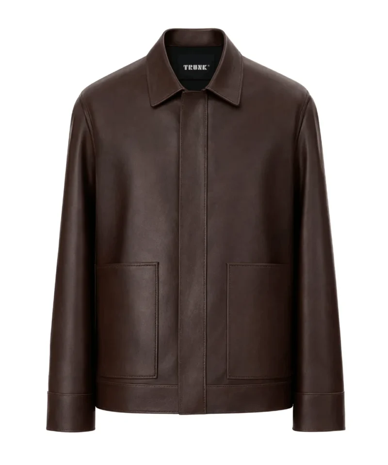 Men's Brown Lambskin Workwear Leather Jacket